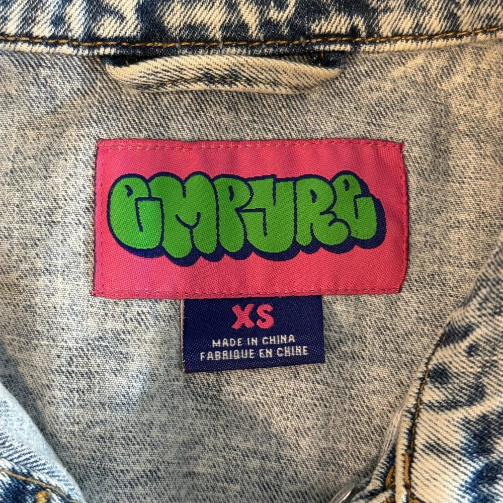 Empyre Acid Wash Denim Jacket Blue XS Cropped Trucker Jean Jacket Cotton